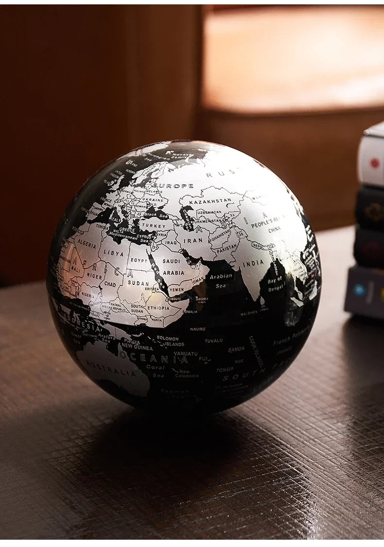 Rotating World Globe with Metal Base – Educational Geography Globe for Children, Classroom Learning Stand
