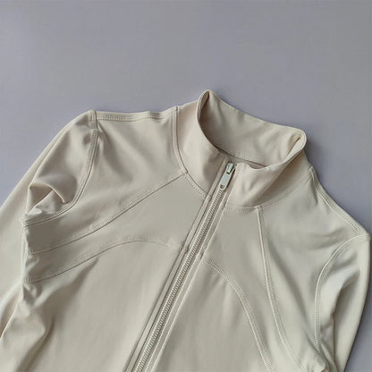 Women's High-End Yoga Suit - Standing Collar Long-Sleeved Sports Jacket - Windproof Running Training Fitness Top