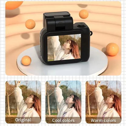 Y4000 Mini HD 1080P Camera with Screen – Portable Retro Compact Video Recorder with Flash and Battery Dock