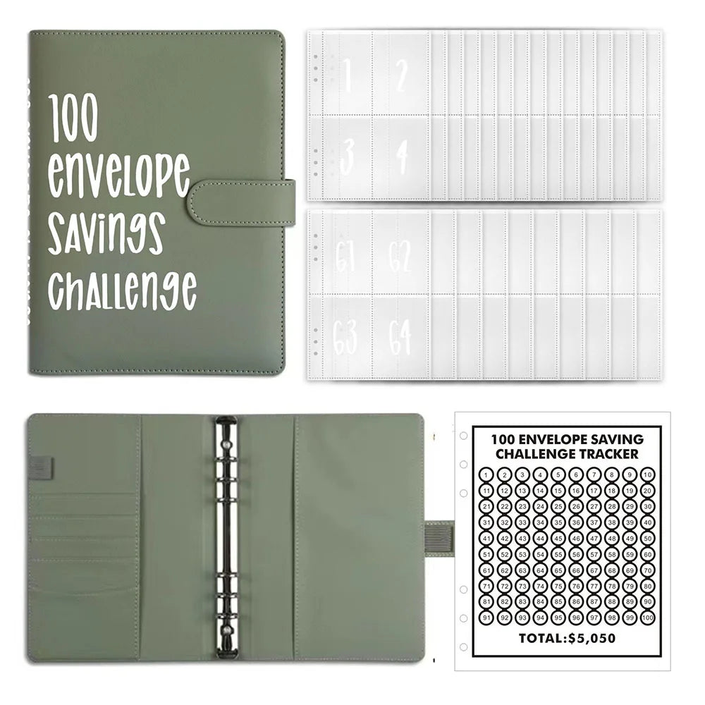 100 Envelopes Money Saving Challenge Binder – Password Lock Budget Organizer for Cash, Cost & Expense Management Notebook