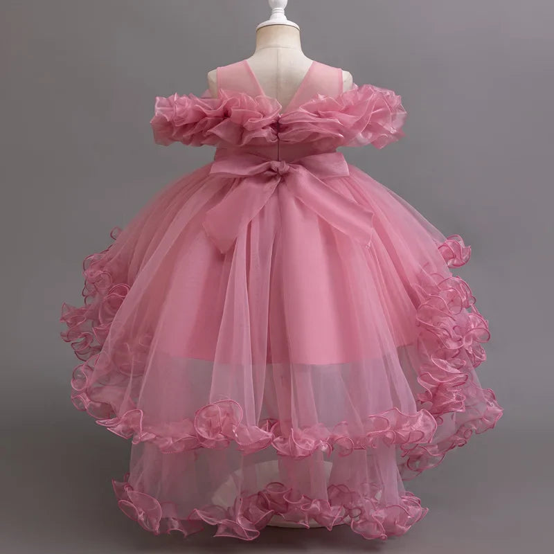 Girls Floral Sequin Princess Dress - Flower Girl Party Dress for Weddings, Birthdays & Christmas