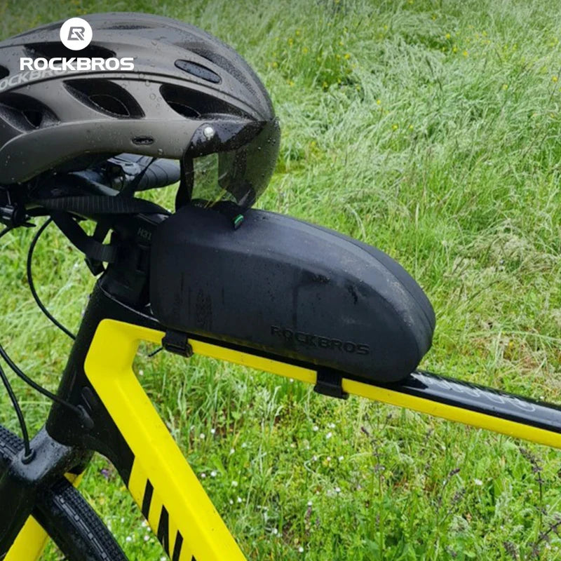 ROCKBROS Waterproof Bicycle Frame Bag – Large Capacity Top Tube MTB & Road Bike Pannier, Black Cycling Accessory