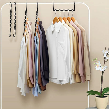 5-Hole Multifunctional Folding Hanger – Space-Saving Windproof Plastic Hook for Apartments, Dorms & Homes