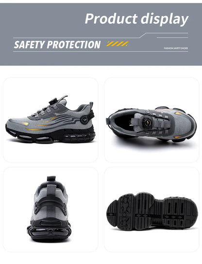 Rotating Button Men’s Safety Shoes – Anti-Smash & Anti-Puncture Work Boots, Fashion Sport Protective Footwear