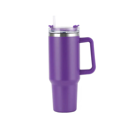 40oz Stainless Steel Insulated Water Bottle with Handle – Cold-keeping Tumbler with Lid, Straw, and Mug for Summer Outdoor Activities