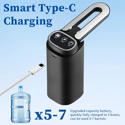 Automatic Electric Water Dispenser Pump – Portable Type-C Rechargeable for 5-Gallon Bottles (Black)
