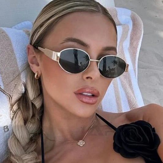 Fashion Oval Retro Sunglasses for Women – Classic Metal UV400 Goggles, High-Quality Outdoor Eyewear for Men & Women