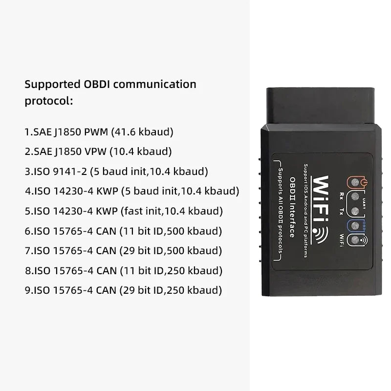 OBD2 WiFi ELM327 V1.5 Scanner - Car Code Reader Diagnostic Tool for iPhone iOS & Android