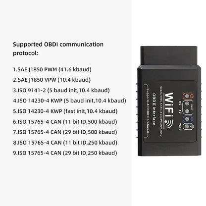OBD2 WiFi ELM327 V1.5 Scanner - Car Code Reader Diagnostic Tool for iPhone iOS & Android