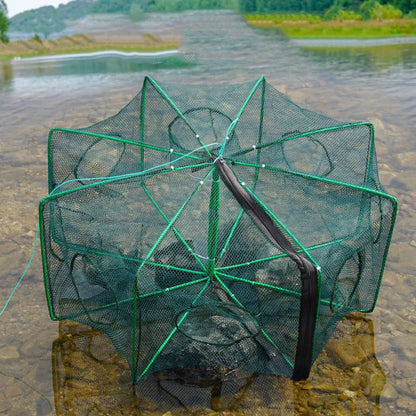 Folding Mesh Fishing Net Tackle - Crayfish Catcher Casting Cage for Crab, Shrimp, Smelt, Eels Traps