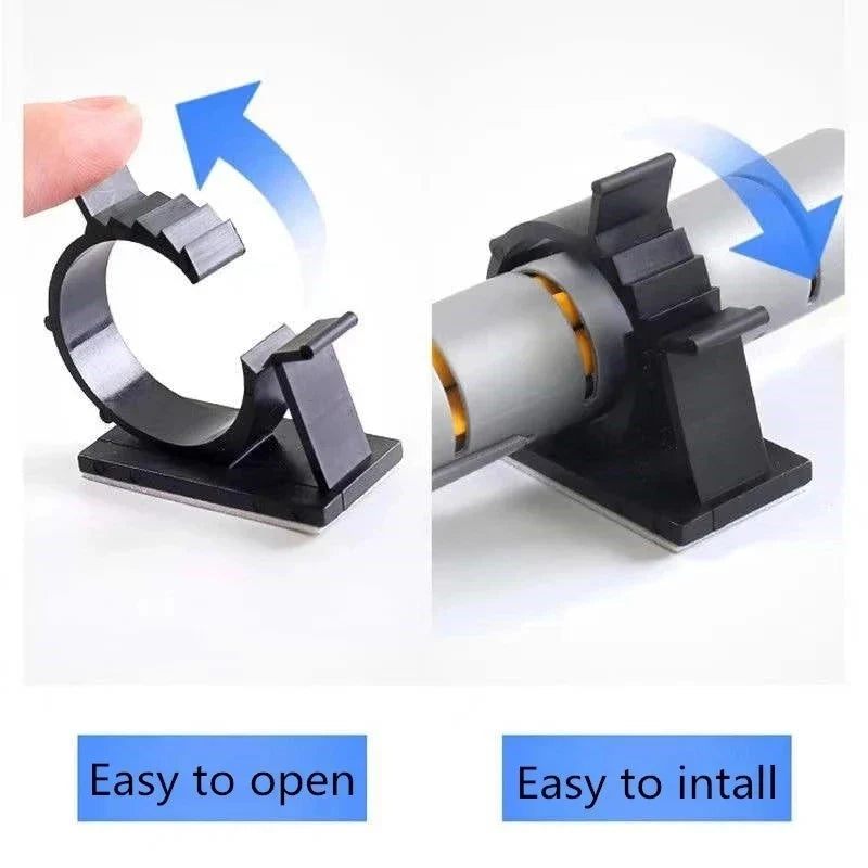 Adjustable Cable Organizer Clips - Self-Adhesive Cord Holder for Desk, Car, PC, TV - Cable Management Clamp for Charging Wires