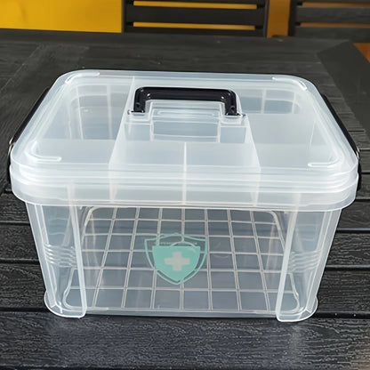 Large Capacity Double-Layer Medicine Organizer Box – Waterproof Transparent Storage for Home & Travel