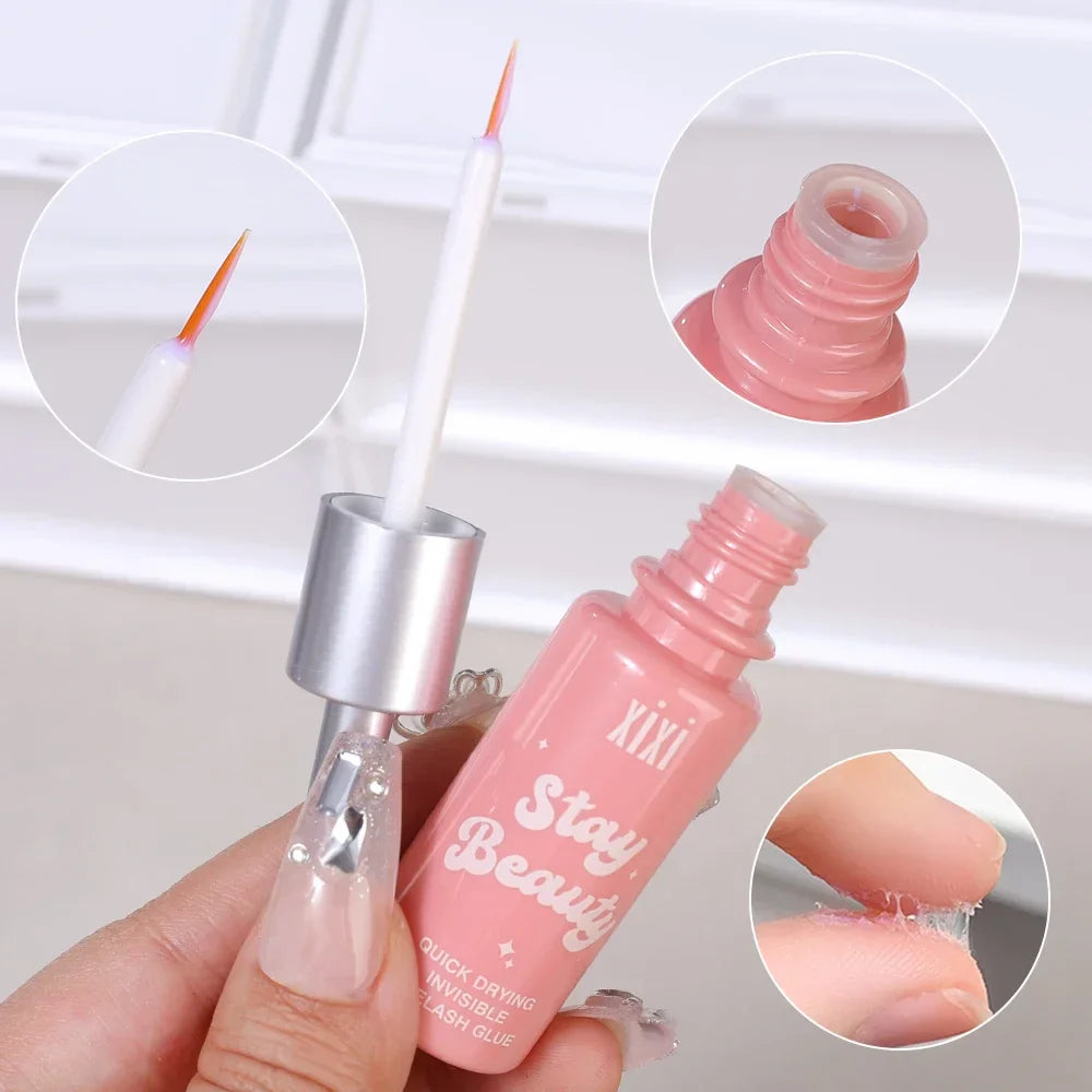 Quick-Dry Invisible Eyelash Glue – Transparent, Waterproof, Self-Adhesive Extension Glue for Natural Fake Eyelashes Makeup
