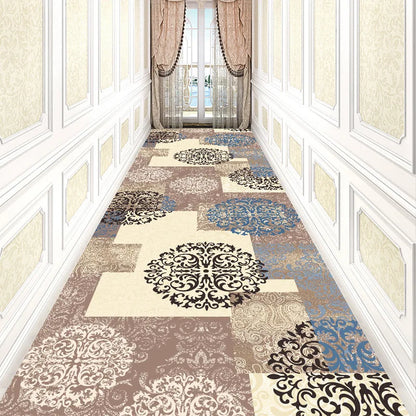 Luxury Chinese Classical Corridor Rug – Crystal Velvet Washable Carpet for Villa, Hotel & Hallway