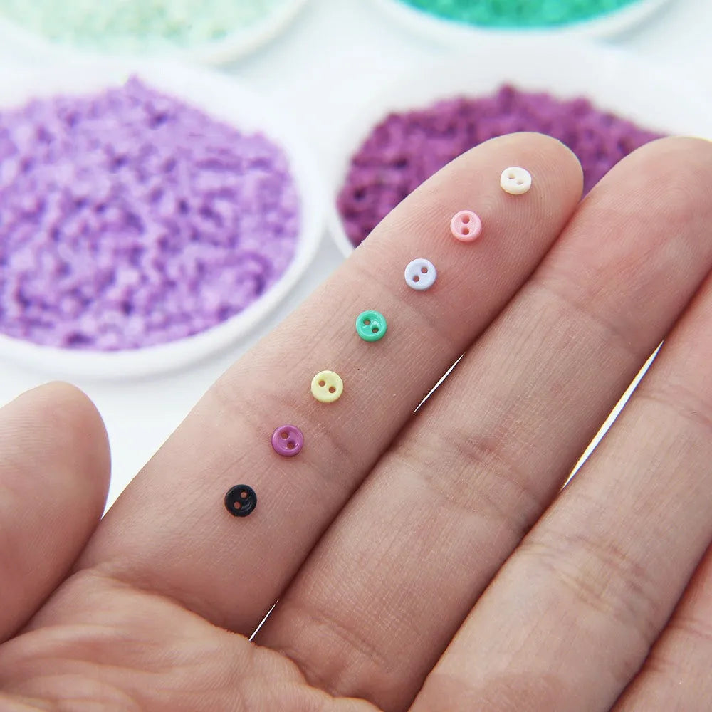 250pcs Mini Plastic Buttons for Dolls & Soft Toys Clothes - Assorted Colours & Designs, 3mm 4mm 5mm 6mm