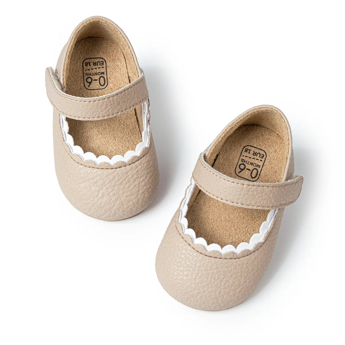 Meckior Baby Boys & Girls Shoes - Infant Leather with Rubber Sole, Anti-Slip Toddler First Walkers, Newborn Princess Crib Shoes