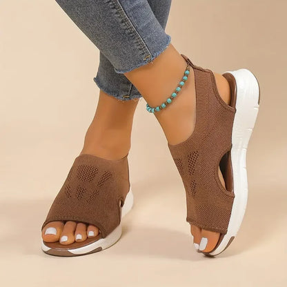 Women’s Summer Mesh Open-Toe Sandals – Comfortable Round Toe Casual Sports Shoes with Thick Sole