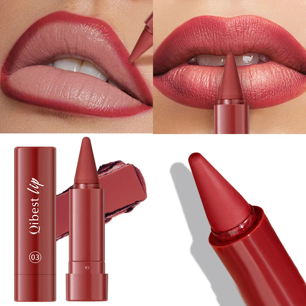 Twist-Up Lip Liner & Lipstick Pen – Multipurpose Velvet Matte Waterproof Lip Contour & Powder Blusher Rouge Makeup