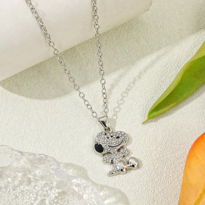 Snoopy Zircon Necklace - Cute Cartoon Dog Pendant Couple Jewelry for Valentine's Day Gifts