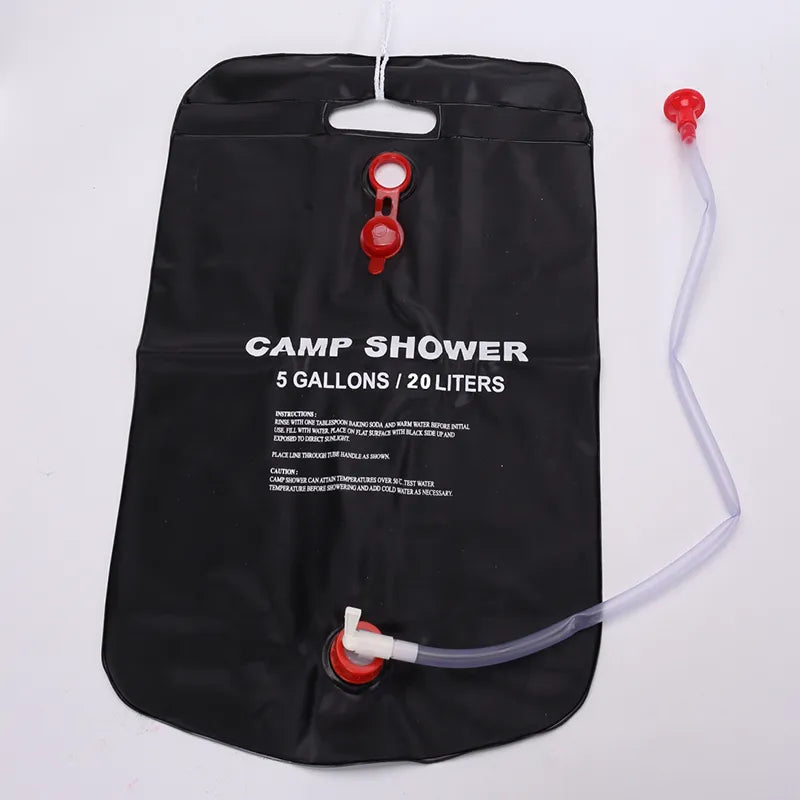 20L Foldable Solar Shower Bag: Compact Heated Water Bag for Outdoor Bathing - Camping Sun Shower with Scrubbing Pool Accessories