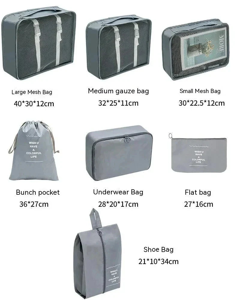 7–10 Pc Travel Organizer Storage Bags Set – Portable Packing Cubes for Suitcase, Clothes, Shoes & Luggage Tidy Pouch