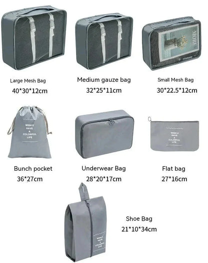 7–10 Pc Travel Organizer Storage Bags Set – Portable Packing Cubes for Suitcase, Clothes, Shoes & Luggage Tidy Pouch