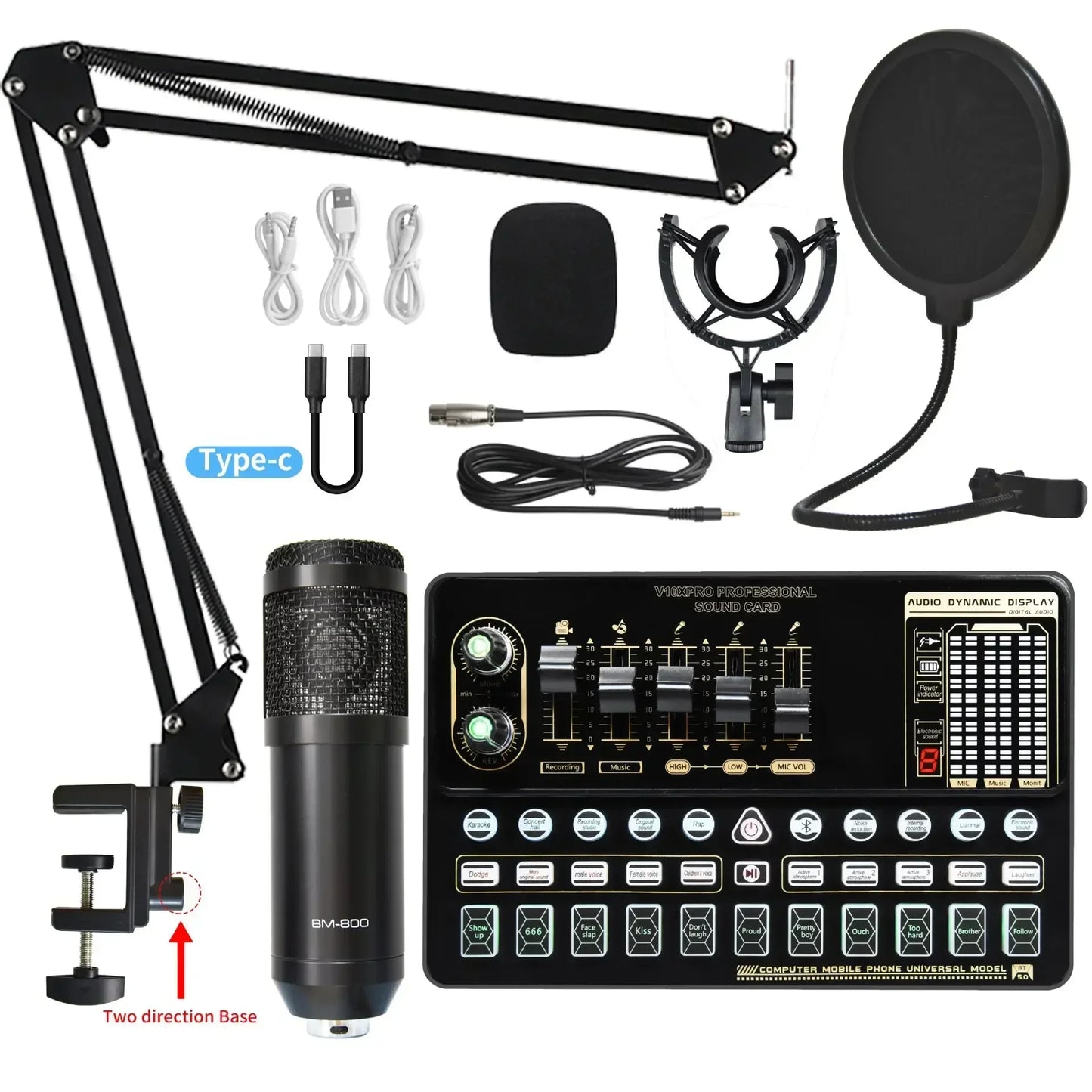 V10XPRO Computer & Mobile Live Stream Microphone Kit – Audio Studio Vocal Recording Equipment