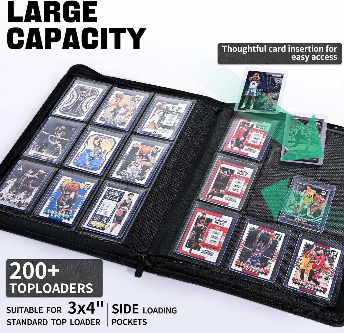 Toploader Card Binder — 9-Pocket Double-Sided Trading Card Album Holder for 3x4'' Cards