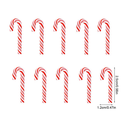 10/30/50pcs Mini Candy Cane Ornaments – Red & White Resin DIY Christmas Decorations for Home & New Year 2025