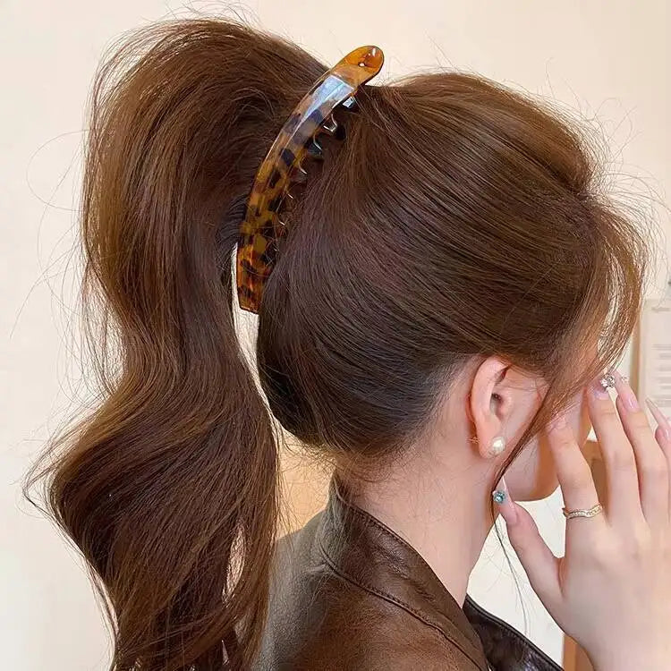 Tortoiseshell Banana Hair Clip - Fish Shape Twist Clamp Barrettes for Women Hair Styling Accessories