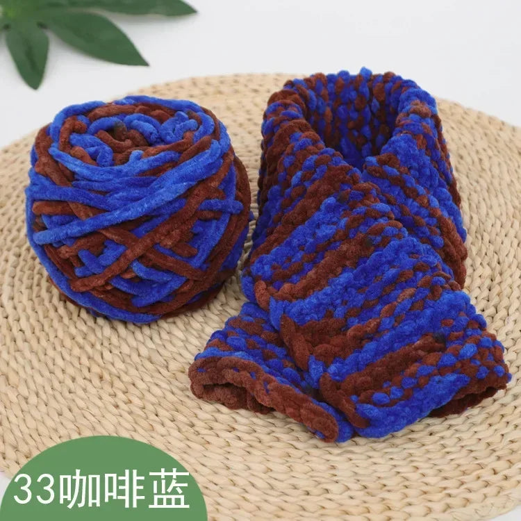 100g Chenille Knitting Yarn – Soft Thick Cotton Ice Strip Wool for DIY Hand Knitting Scarves & Crafts