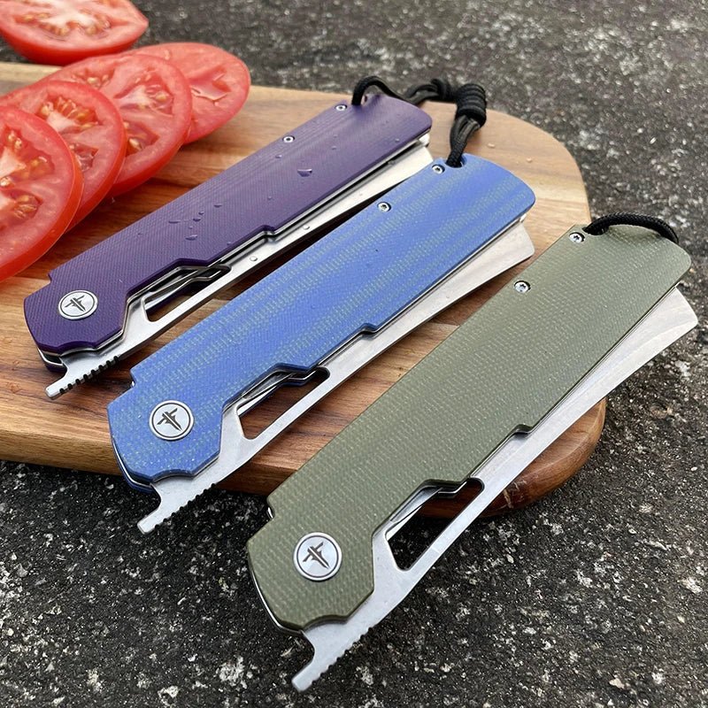 SHOOZIZ XUN120 XUN119 Folding Knife - D2 Steel Flax Handle Outdoor Camping EDC Pocket Tool