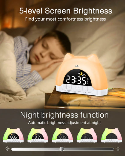 ORIA Kids Alarm Clock with 11-Color Night Light & Child Lock — Sleep Training Wake Up Clock for Boys & Girls Gift
