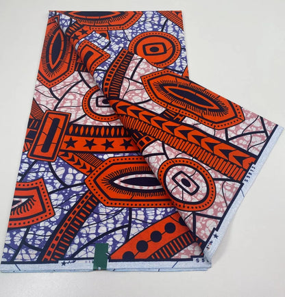African Real Print Ankara Wax Fabric - Soft 100% Cotton Pagne 6 Yards