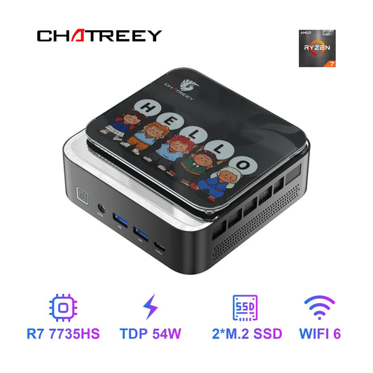 Chatreey AN3P Mini PC – R7 7735HS 680M Gaming Desktop with WiFi 6, Bluetooth 5.2, HDMI & DisplayPort