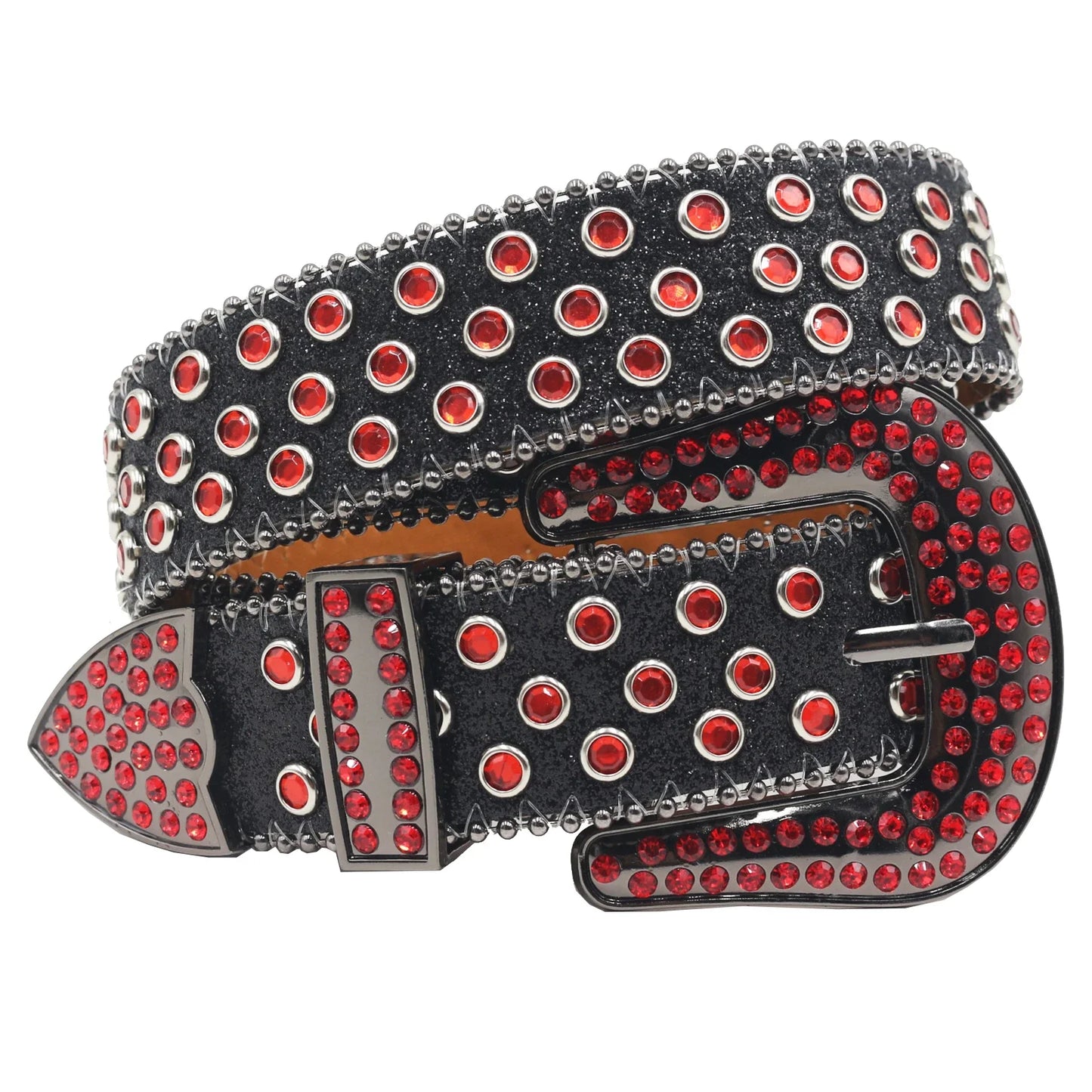 Women’s Rhinestone Skull Leather Belt – Luxury Designer Studded Strap for Jeans, White & Black