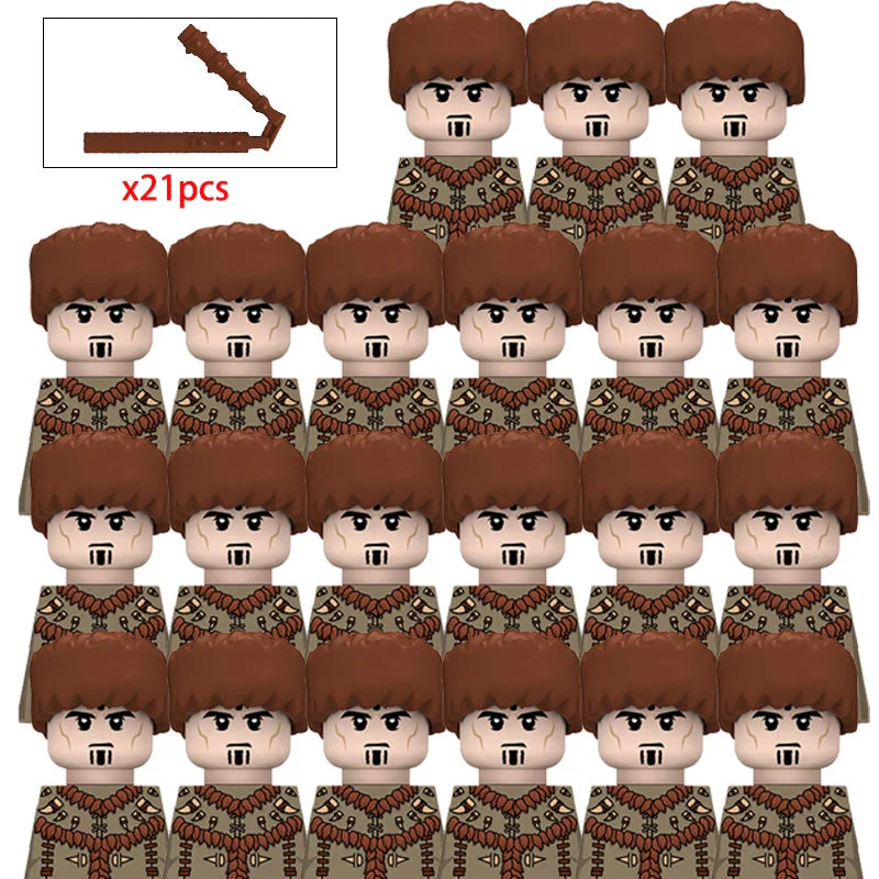 21PCS MOC Medieval Knights & Roman Legion Soldiers Building Blocks Set Warrior Figures with Weapons Helmet Bricks Toy Collection