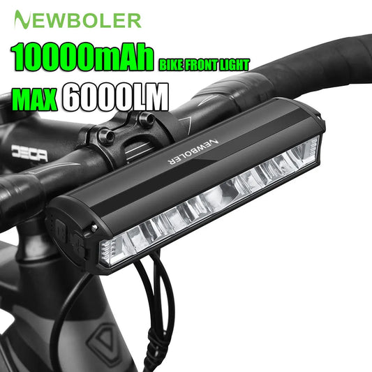NEWBOLER 10000mAh Bicycle Light – 6000Lumen Waterproof USB Charging Front Bike Lamp for MTB and Road Cycling