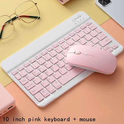 Spanish/English 10-Inch Bluetooth Keyboard – Wireless Rechargeable Universal Keyboard for iPad Air, Pro, Phone, Tablet, Laptop