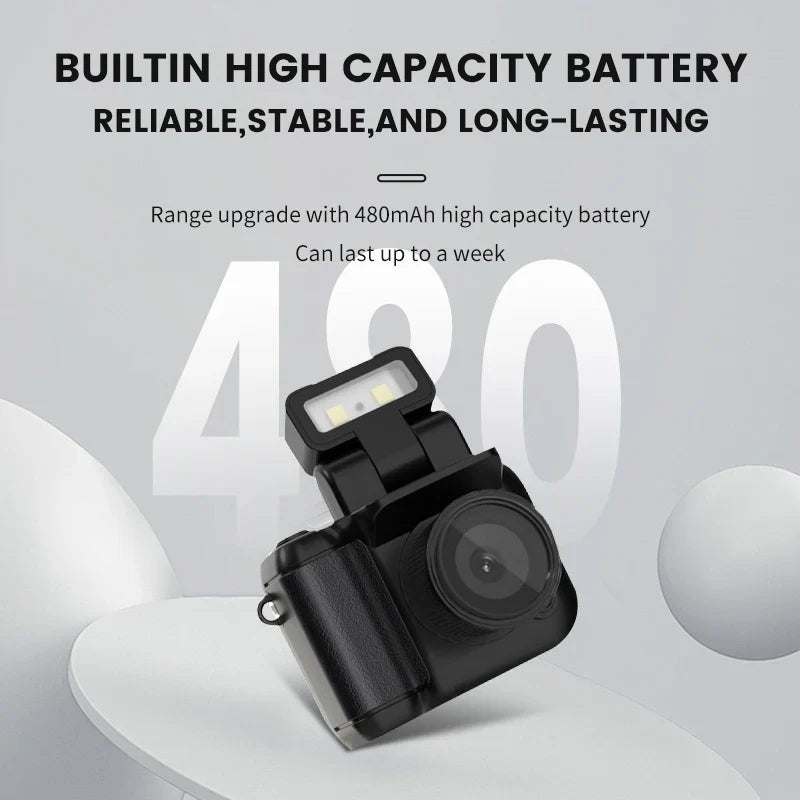 Y4000 Mini HD 1080p Camera – Portable Retro Digital Video Recorder with Screen, Flash Light & Battery Dock
