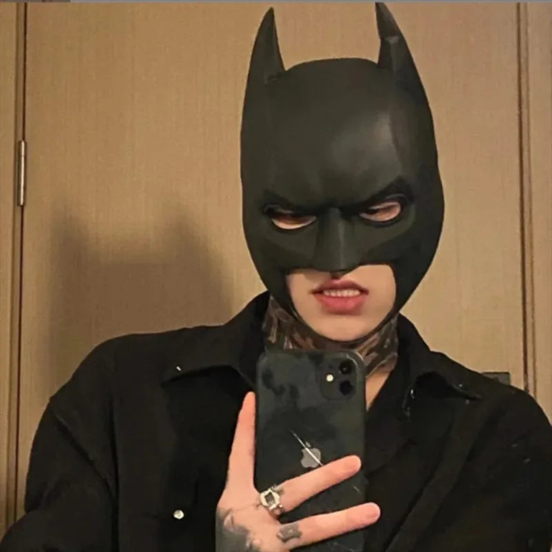 Batman Latex Cosplay Mask — Adult Halloween, Party & Masquerade Headgear for Men, Anime Costume Prop