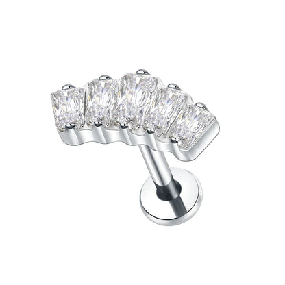 Titanium CZ Tragus & Helix Stud – Internally Threaded Labret Lip Ring Piercing Earring (1PC)