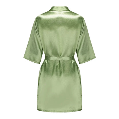 Plus Size Satin Silk Robe for Women - Wedding Bride Bridesmaid Bathrobe Sleepwear in Sage Green