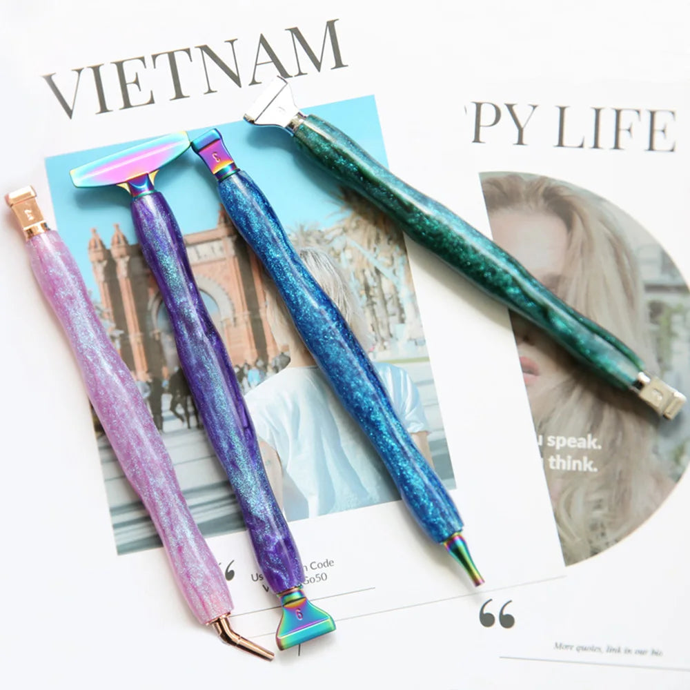 5D Resin Diamond Painting Pen - Includes Metal Replacement Heads, Multi-Placers, and Point Drill Pens for DIY Diamond Nail Art