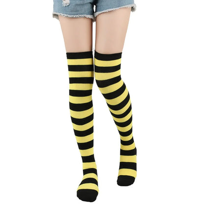 Stylish Knee-Length JK Striped Socks for Women & Girls – Multi-Color Cute Thigh-High Socks   1/2