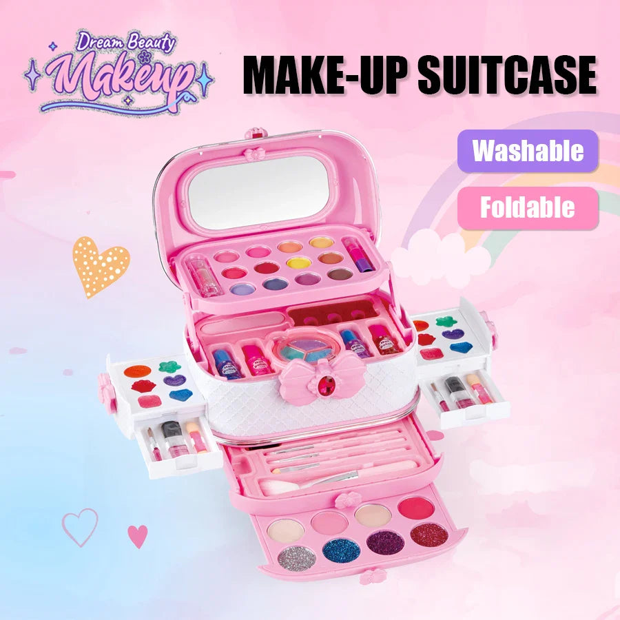 Princess Kids Makeup Kit for Girls – Washable Pretend Play Cosmetic Set with Mirror, Non-Toxic & Safe Birthday Gift M714