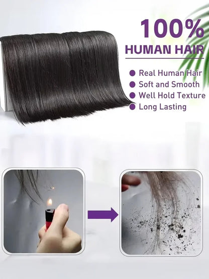 30-34 Inch Bone Straight Human Hair Bundles – Natural Black Remy Unprocessed Virgin Hair Extensions, 3-4 Bundle Deals
