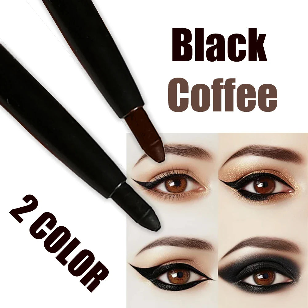 2pcs Waterproof Black & Brown Eyeliner Pencils – Smudge-Proof Long-Lasting High-Pigment Eye Makeup for Beginners