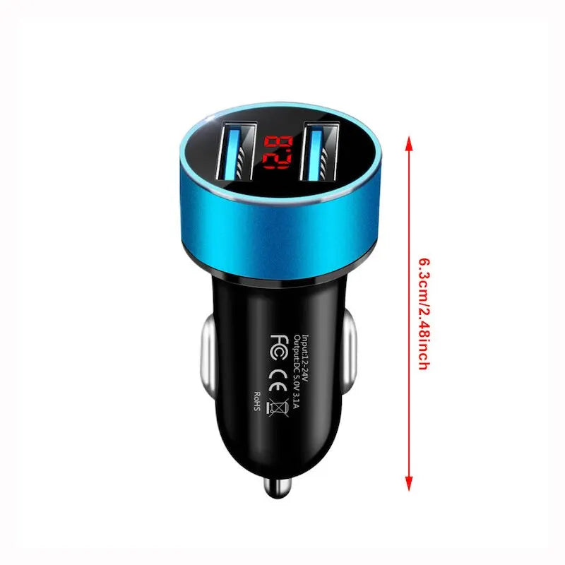 JMGC001A Intelligent Dual USB Car Charger - Multifunctional with Digital Display for Vehicle Charging
