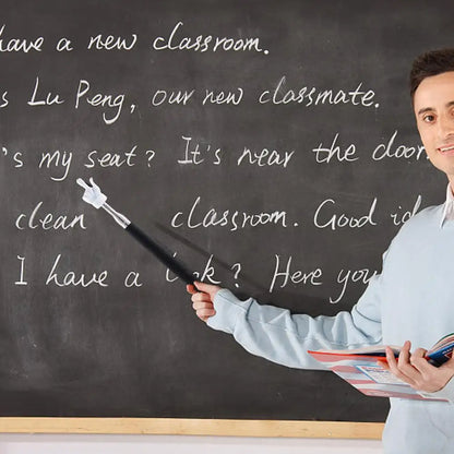 Retractable Teacher Pointer — Stainless Steel Telescopic Finger Design Stick for Classroom Teaching Supplies